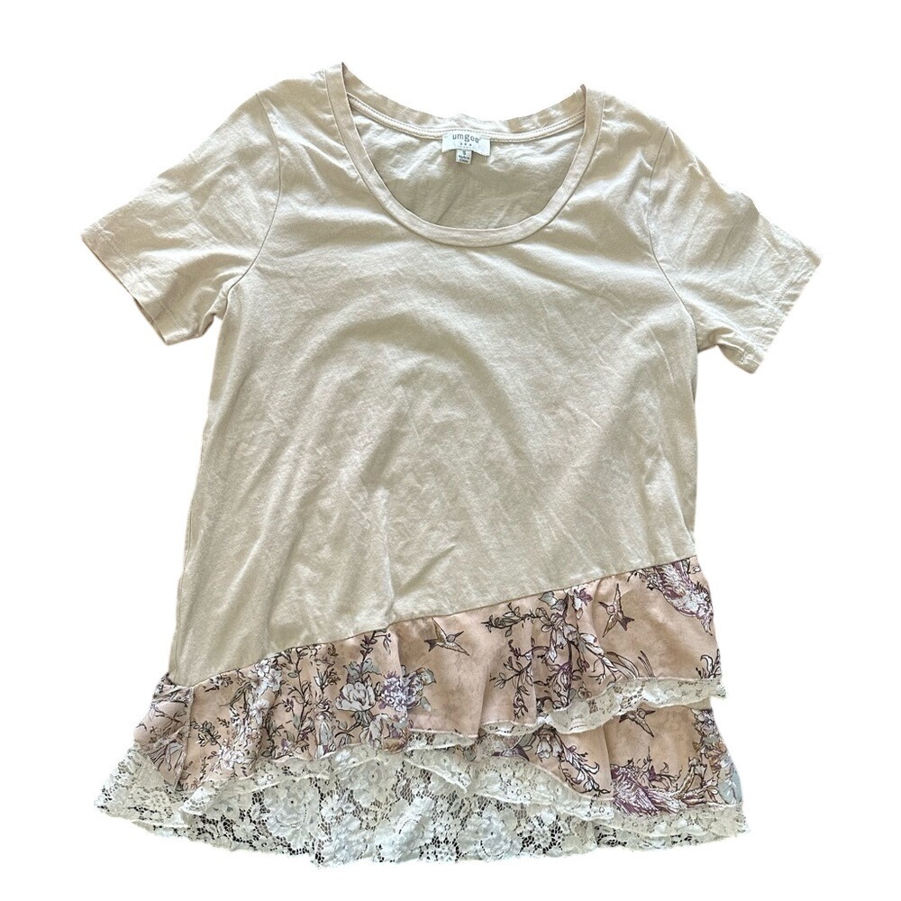 Umgee floral Boutique tshirt Ruffle Small